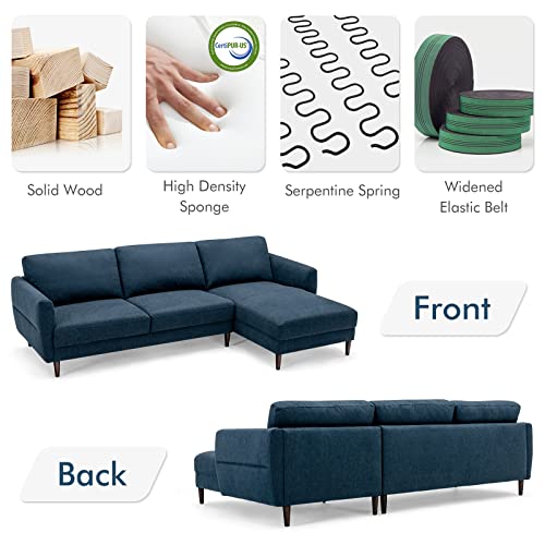 Giantex Sectional Sofa Couch Set, 3-Seat Sofa With Chaise Lounge, Modern L-Shaped Sofa Set For Living Room Apartment Office, Easy Assembly (Navy Blue) #TOP4