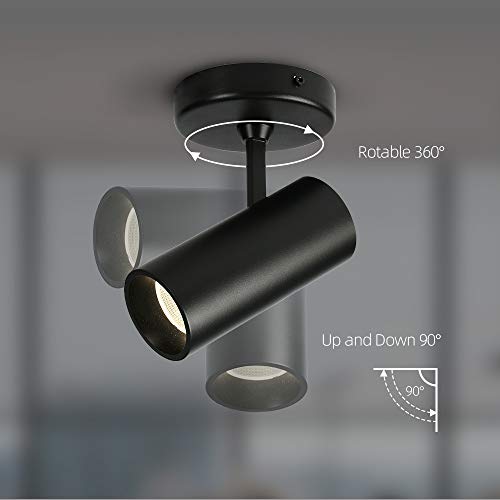 Aisilan Led Modern Directional Spotlight Adjustable 90 Degrees Monopoint Ceiling Spot Light For Indoor Foyer Living Room Warm White Black 12W Cree Cob Cri 97 Msd015Pb3K12W #TOP1