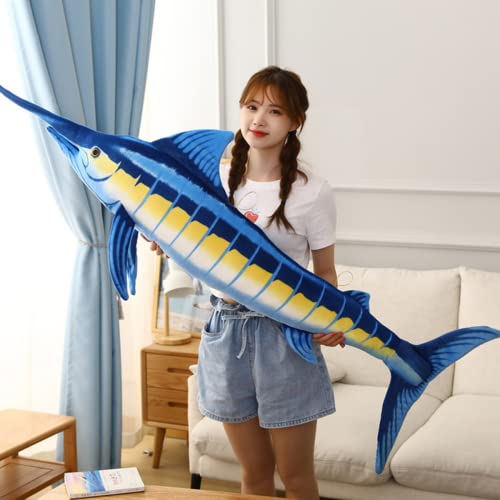 Giant Tuna Plush Animal Toy, Sea Animal Plush Pillow, Super Soft Plush Doll Plush Toy, Fish Toys For Kids Adult Birthday Gift (40”，Blue Yellow) #TOP27