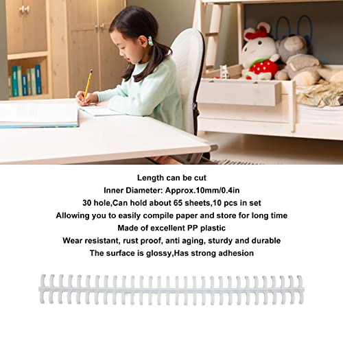 Tira de encadernação, resistente ao desgaste 30 furos 10mm 65 folhas Ferramenta de encadernação de r