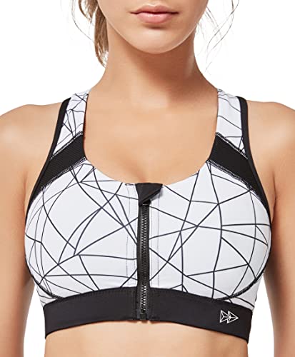 Yvette Soutien-Gorge de Sport Femmes Maille Dos Nageur Maintien Élevé Brassière Sport sans Armatures avec Coussinets,Blanc Noir,5XL Grande Taille