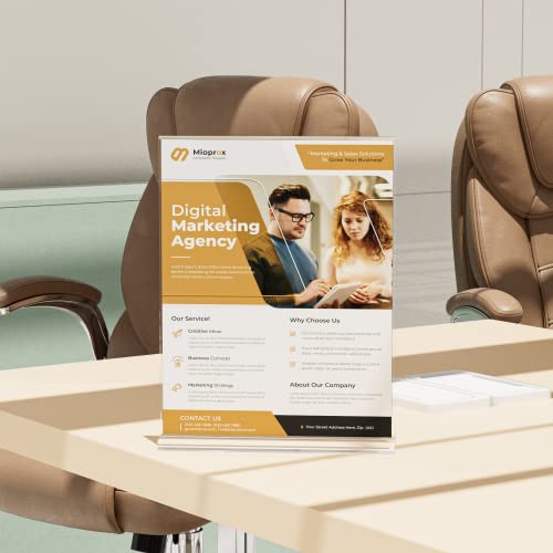 Danoni Clear Acrylic Sign Holder - 6Pack 8.5x11'' Flyer Document Brochure Display Holder with Double Sided Display for Office Desktop - Plastic Menu Stands Plastic Paper Holders for Restaurant by danoni - Image 6