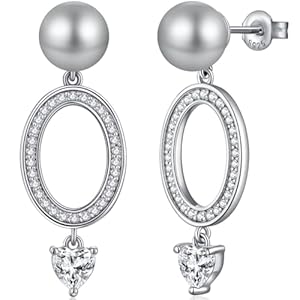 jiamiaoi 18K witgoud vergulde pareloorbellen hangende oorbellen zilver 925 parel oorbellen hanger parels oorhangers sterling zilver oorbellen parels 8mm