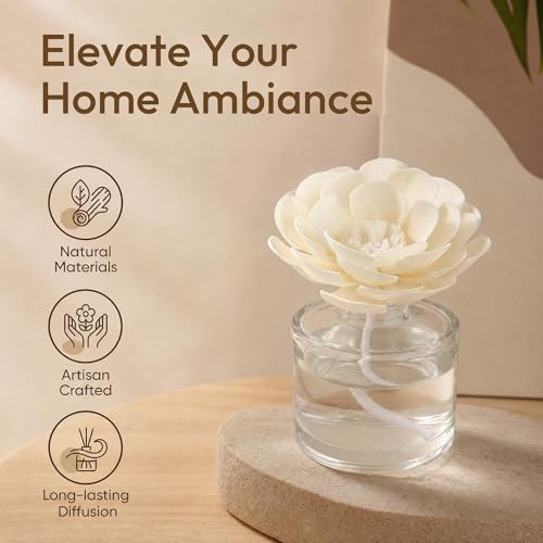 Set de 7 varillas con flores de madera para difusor ambiental miniatura 2