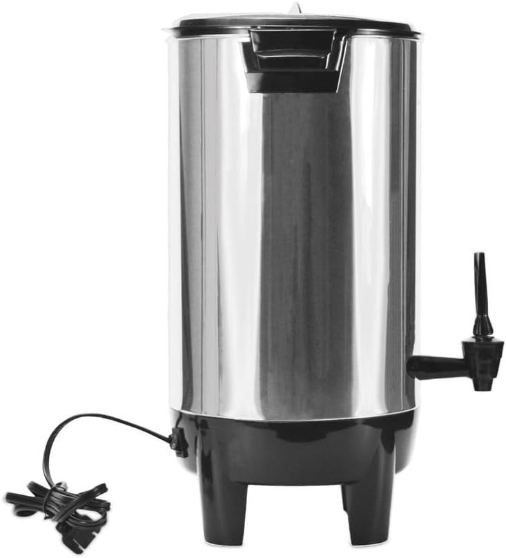 Wholesale CASE of 5 - CoffeePro 30-Cup Stainless Steel Urn/Coffeemaker-30 Cup Urn, w/ Filter Basket, 10"x10"x15", 3 Prong, STST