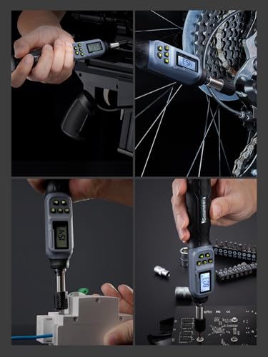 GROWNEER Digital Torque Screwdriver, 2.66-53.1 In-lb/0.3-6 Nm, 1/4'' Drive Inch Pound Torque Screwdriver Electrician with Buzzer & LED Indicator, 27 In 1 Torque Wrench Screwdriver Set, Black