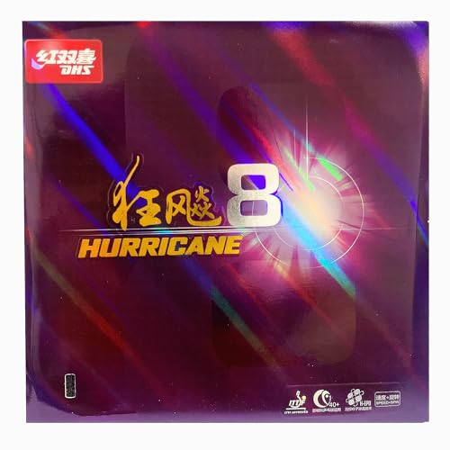 BestParts DHS Hurricane 8 Table Tennis Rubber Sheet Ping Pong Rubber Sponge Thickness 2.2mm,Hardness 39 Degree,Red or Black (Red)