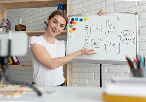 Dry Erase White Board Double-Sided 16\" x 12\"Hanging,8 Magnetic Markers,4 Magnets,1 Eraser Portable Writing, Drawing & Planning Small Whiteboard Easy to Clean Wall Whiteboard for Office School, Home