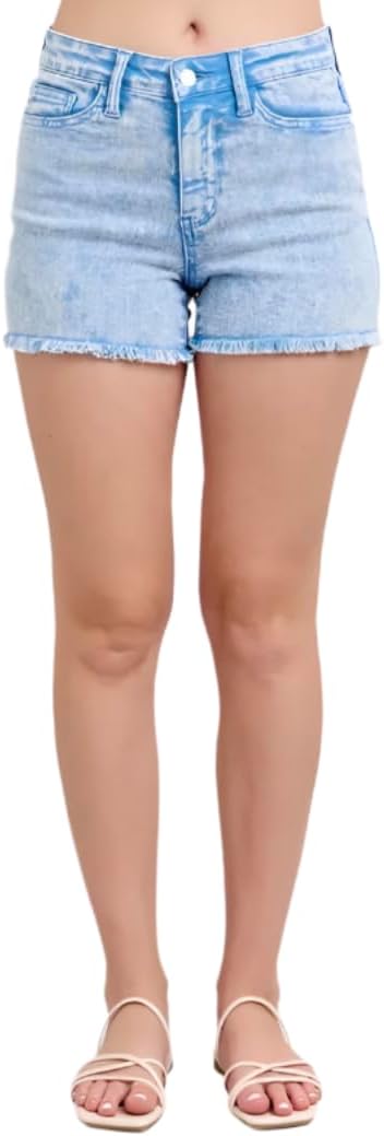 Judy Blue Mid Rise Garment Dyed Denim Shorts by Ivory Gem