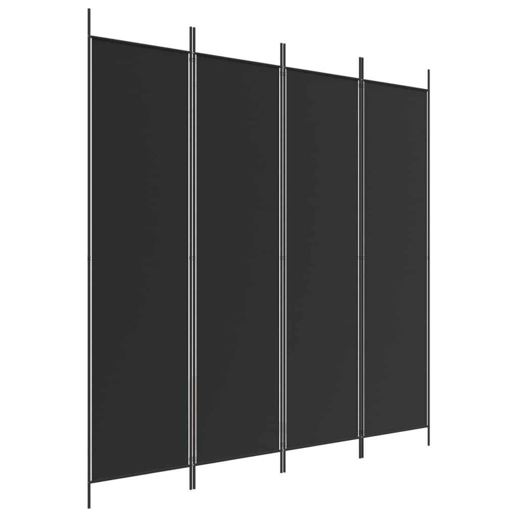 vidaXL 4-Panel Room Divider Folding Privacy Protection Screen Room Separator Paravent Wall Partition Panel Screen Black 200x200 cm Fabric