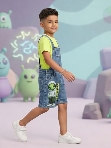 Image of KiddoPanti Boys Denim Dungaree Shorts