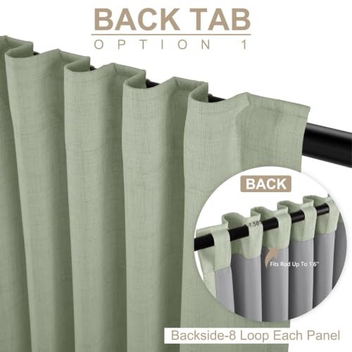Image of Sage Green Total Blackout Curtains for Bedroom 63 Inches Long