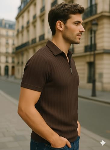 Image of Preneum Men's Polo T‑Shirt | Comfortable Rich Polycotton, Band Collar, Regular Fit | Stylish & Premium All Day Wear (Available in Plus Sizes)
