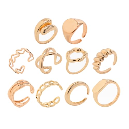 Image of Shining Diva Fashion Stylish Trendy Finger Rings Set for Women & Girls | Chunky Minimal Statement Ring Combos Modern Elegant Jewellery Collection