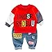 Kleinkind Jungen Mädchen Kinder Buchstabe-Druck-T-Shirt Oberteile + Hose Outfits Set LANSKIRT