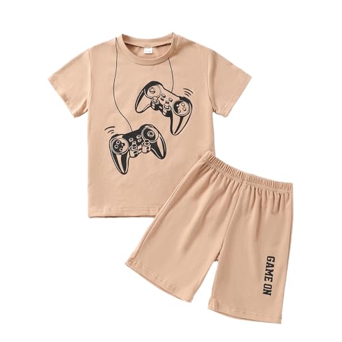 Image of KIDLAGA Kids Toddler Boy Clothes Outfits Bear Print Tee + Plaid Shorts 2 Pieces Summer Shorts Set