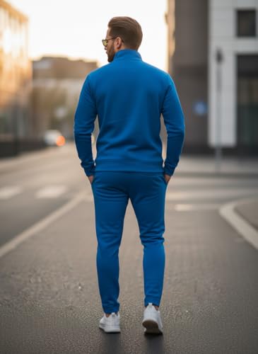 Image of Mack Jonney Solid Half Zipper Track Suit for men | Co-ord Set | Warm Fleece Tracksuit Set | Full Sleeve Sweatshirt