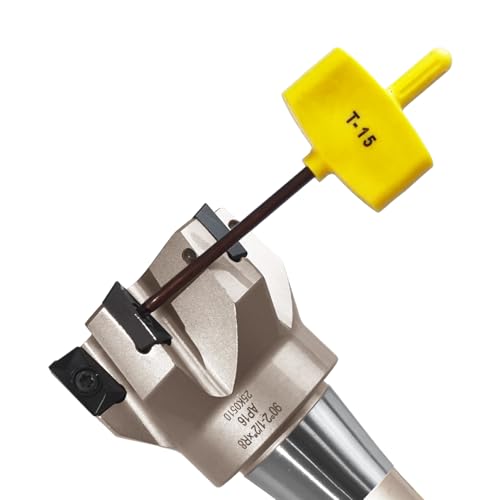 Image of R8 Shank Indexable End Mill 2-1 /2 inch Diameter 90 Degree High Speed Milling Cutter with 6 Apkt1604 Carbide Inserts (6-1 /8 inch Overall Length)