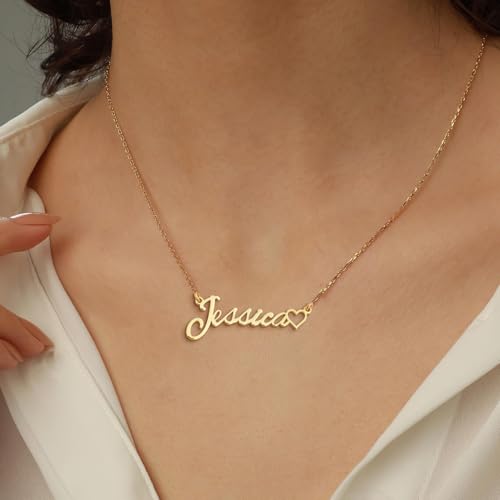 Custom Name Necklace Personalized Heart Symbol, 18K Gold Plated Handmade Personalized Necklaces for Women, Personalized Jewelry Gifts for Women Wife2