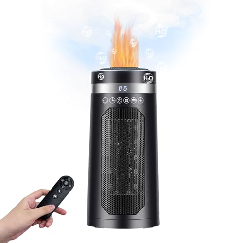 Space Heaters for Indoor use, space heater with humidifier, Oscillating Heater with Tip-Over,750w/1500W,PTC Material Rapid Heating,Humidifier with Ambient Light,12-hour timer, for 50-200 sq ft