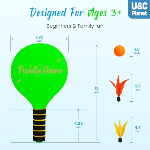 Beach Paddle Ball Set, Badminton Rackets, Family Game for Kids and Adults, Indoor Outdoor Game Backyard Park Camping Yard for Boys Girls Ages 3+, Beach Necessities Must Have - Thumbnail 5