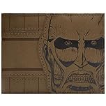 Attack on Titan Colossal God of Destruction Wallet Bi-Fold ID & Card Holder, Brown