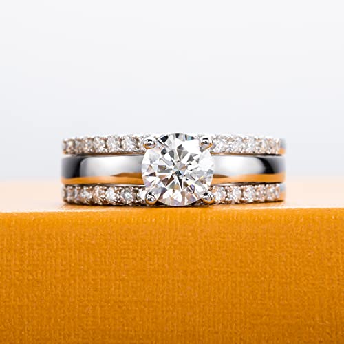 Moissanite Engagement Rings Wedding Band 1.45Cttw D Color Vvs1 Clarity Round Brilliant Cut Lab Created Diamond S925 Sterling Silver Fake Wedding Rings Bridal Sets For Women With Certificate(6) #TOP1