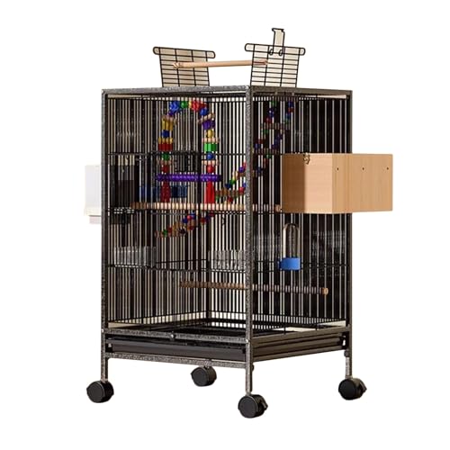 Espaciosa jaula para pájaros con parte superior de juego y soporte, ideal para pájaros pequeños a medianos como loros, conuras y cacatúas