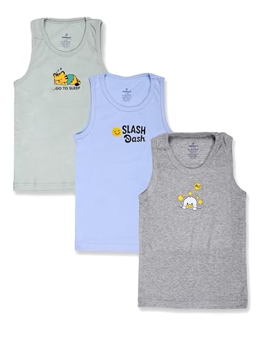 Image of KiddoPanti Boys 100% Cotton Rib Vest Pack of 3