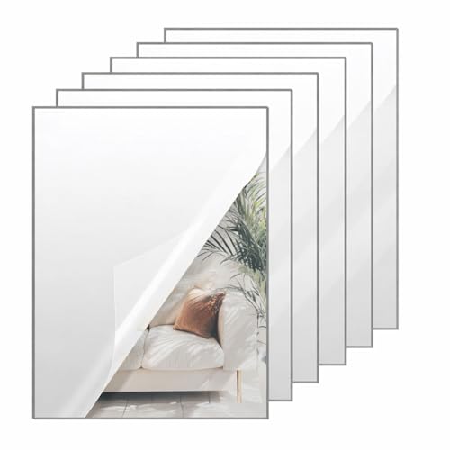 Image of Silver Mirror Acrylic Sheets - 6 Pack, 12x16Inches, 1 /8 Inch Thick, Reflective Mirror Acrylic Ideal for Laser Cutting, DIY Crafts, and Home Decorations (30x40cm)