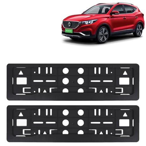 Image of KINGSWAY ZS EV Car Number Plate Frames for All 2020 Onwards Models of Morris Garages (MG) Car Registration Plate Holders, Black Licence Plate Covers (Front and Rear), Universal Size 51.5 x 14.5 cm