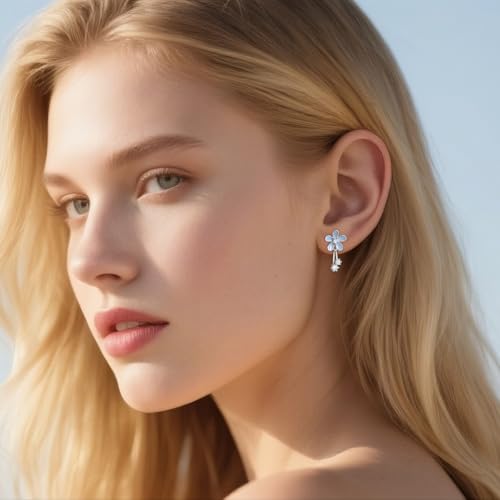 SLUYNZ Solid 925 Sterling Silver Pretty Flowers Earrings Studs for Women Teens Elegant CZ Flowers Studs Earrings2
