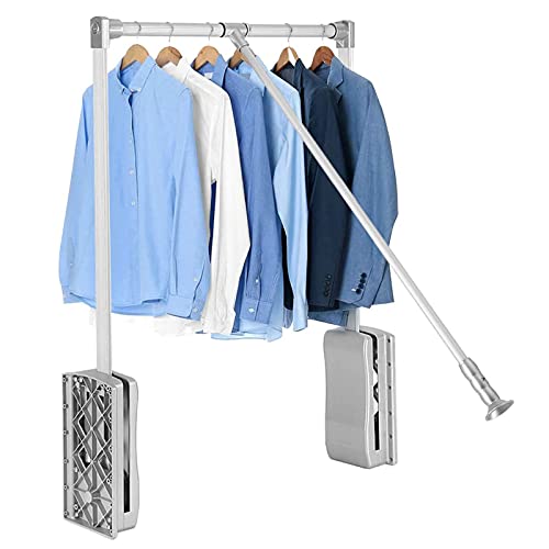 Barras para Armario, Barra abatible de Aluminio, Ajustable en Ancho de 45,2 a 115,4 cm, Resistente, para Armario, Organizador de Almacenamiento, Barra elevable/abatible, Unicolor, 82,7 a 115