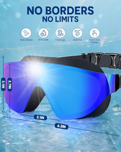 Image of Swim Goggles 2 Pack, Wide View Anti Fog&UV Swimming Goggles for Audlt, No Leak Pool Beach Essentials for Men Women