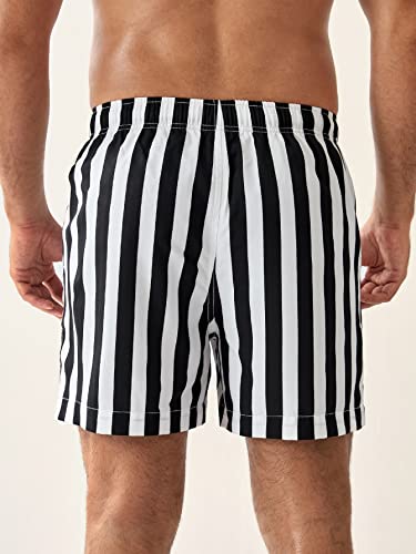 OYOANGLE Men's Striped Swim Trunks Quick Dry Beach Board Shorts Swimwear2