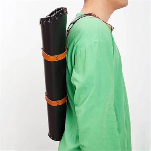 Carcaj de hombro de cuero para flechas, tiro con arco y cosplay de arquero 6