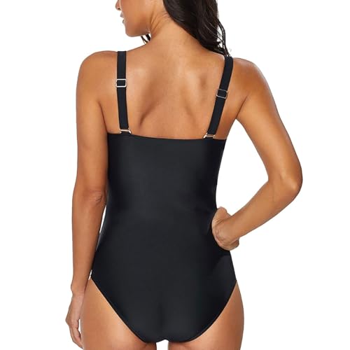 Risipu Women Swimming Costume Tummy Control One Piece Swimsuit Sexy Bathing Suit (3XL, Black) - Image 2