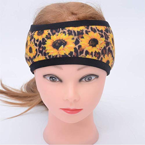 Catery Women's Ponytail Headband Ear Warmer Head Wrap Winter Running Headband Moisture Wicking Ear Band Boho Yoga Hair Band Outdoor Sports Sweatband for Women and Girls (Milk Cow)