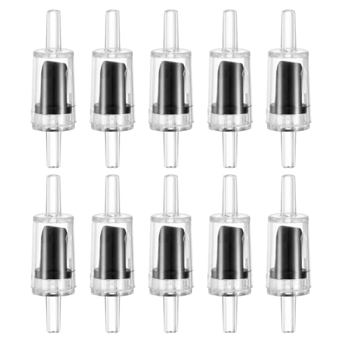 M METERXITY 10-Pack Aquarium Air Check Valve, Plastic One Way Non-Return Valves Air Valve Air Tubing Accessories Air Pump Accessories for 3/16 Airline Tubing Fish Tank [Clear Black]