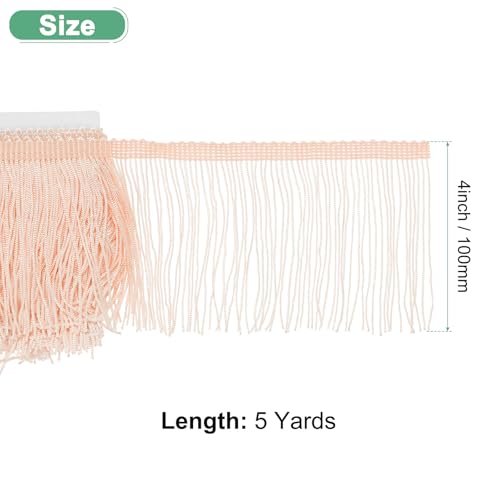 M METERXITY Chainette Fringe Trim, 5 Yards of 4" Polyester Braid Tassel Trim for DIY Crafts/Latin Dress/Lamp Shade Decoration/Wedding Dress/Sewing/Clothing Fringe Thread Yarn [Snow Tooth]