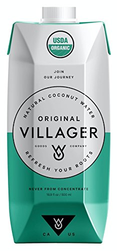 Villager Coconut Water 100% Pure, USDA CERTIFIED ORGANIC, Non-GMO, Gluten Free, Vitamin-Rich Beverage – Refreshing & Smooth (Original, 16.9 oz)
