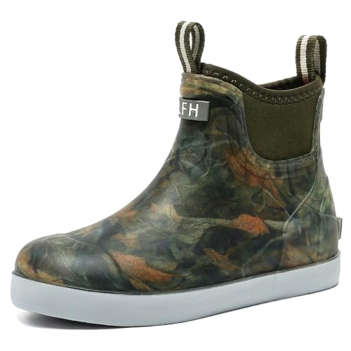 Image of Men's Deck Boots, Waterproof Non-Slip Ankle Rain Boots for Fishing | Waterproof rubber ankle boots with non-slip traction for fishing, gardening, farming, boating and wet outdoor work.