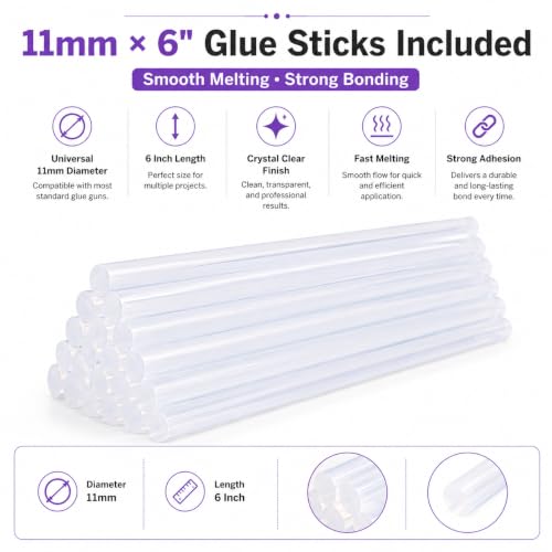 DELIVERYPAX Glue Gun 150W with 5 Glue Sticks (11mm, 6") for Art Grey - Image 6