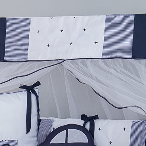Kit Berço Protetor Bebê Menino Carros Azul Marinho 10 Peças