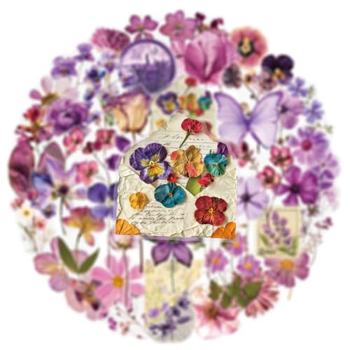 Image of 50PCS Transparent Flora Scrapbook Stickers, Flower-D | Vintage Aesthetic Flowers, Vinyl Waterproof, For Scrapbooks Travel Journal, For Water Bottles Laptop Phone