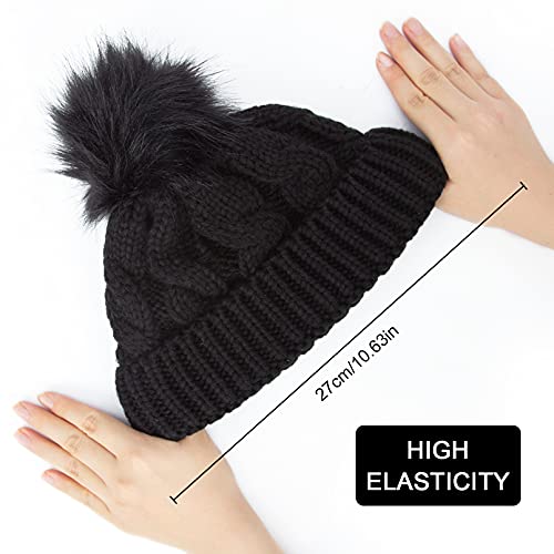 2 Pack Toddler Kids Winter Warm Fleece Lined Beanie Hats For Boys And Girls Crochet Hairball Knit Cap (1-6 Years) #TOP3