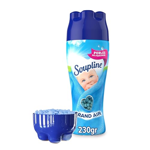 SOUPLINE Perles de Fraîcheur Longue Durée, Complément Idéal à Votre Lessive et à Votre Adoucissant Linge, Parfum Linge en Perles, Soupline Grand Air, 230g
