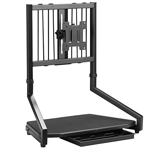 Fydeamer Single Monitor Stand Tabletop Height Adjustable Free-Standing Monitor Riser, VESA Monitor Mount for 13-27 Inches Screen.