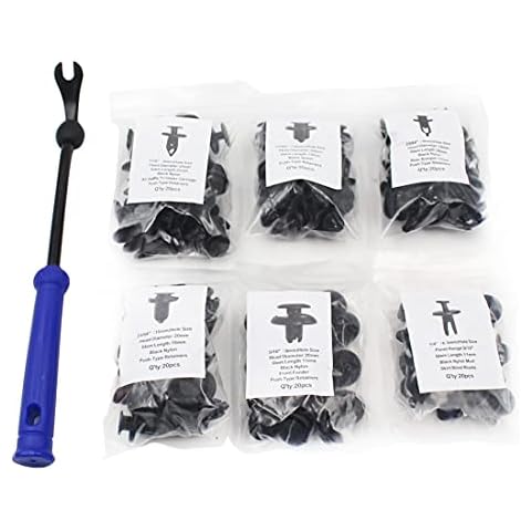 Bumper Retainer Clips 120pcs 6 Popular Sizes Car Retainer Clips with Fastener Remover Door Panel Clips for GM Toyota Honda Ford Chrysler Nissan Cover
