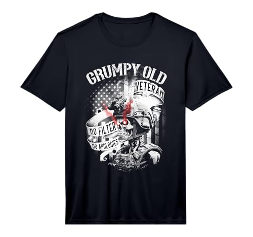Mens Grumpy Old Veteran Funny Patriotic Military Humor Design Performance T-Shirt